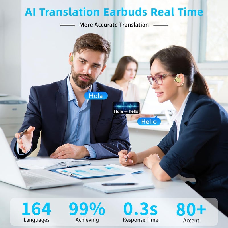 Lingobloom AI Translation Earbuds Real Time 164 Languages Translator Earbud 3 in-1 Bluetooth 5.4 Audifonos Traductores Inglés Español Translating Device iOS & Android Compatible(White) - Image 2